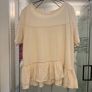 Off White/Cream Peplum T Shirt Size L